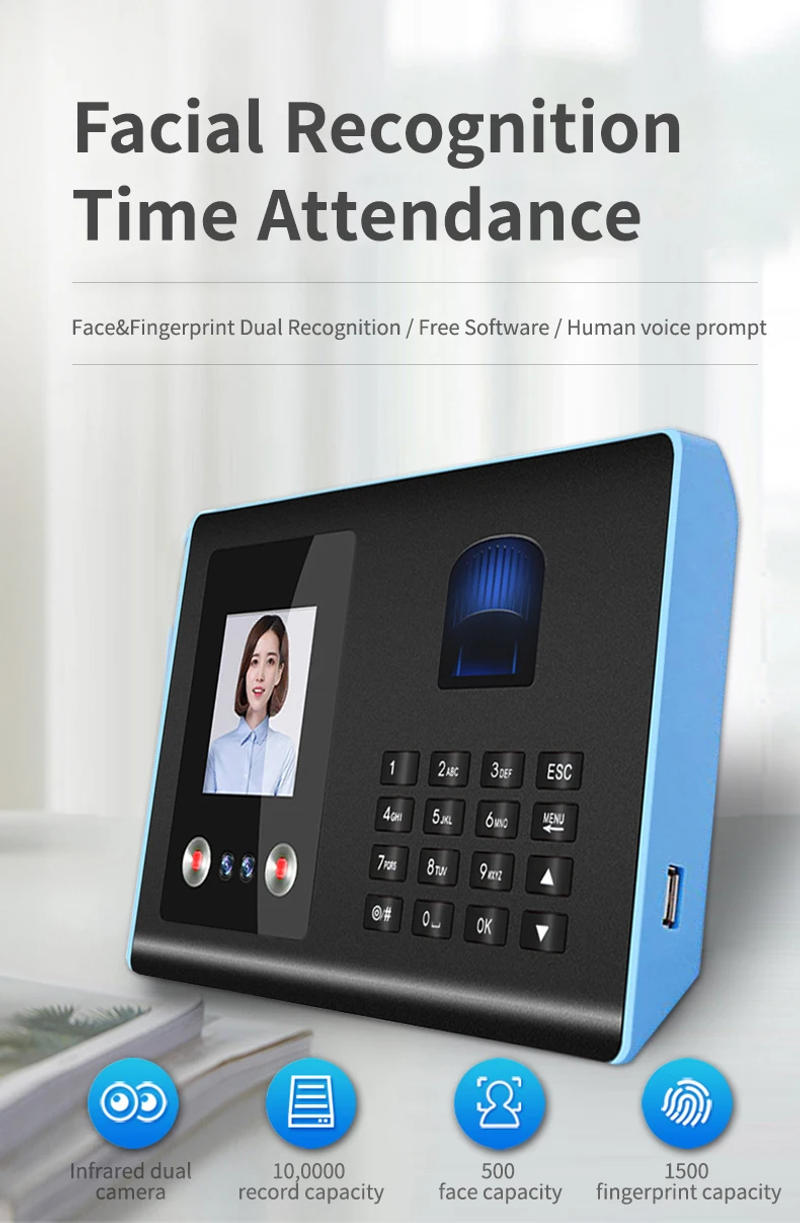 Description Picture 2 of itemFace & Fingerprint Employee Attendance Time Attendance Device Recorder for Business FA01