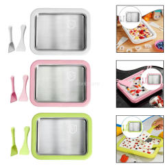 DIY Ice Cream Maker Yogurt Maker Machine for Homemade Rolled Cream Sorbet Gelato,Household Ice Cream Roller Pan with 2 Spatulas