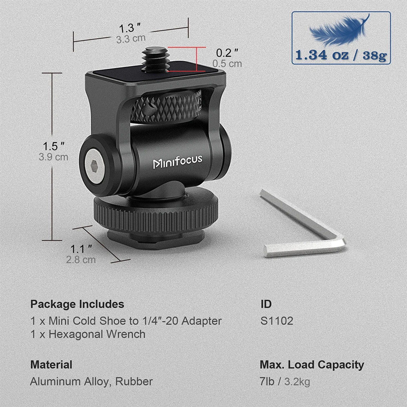 Description Picture 2 of itemCamera Monitor Mount with Cold Shoe Base,1/4" Screw for 5" & 7" Field Monitor, 180° Tilt Adjustable Holder for Video LED, Flash