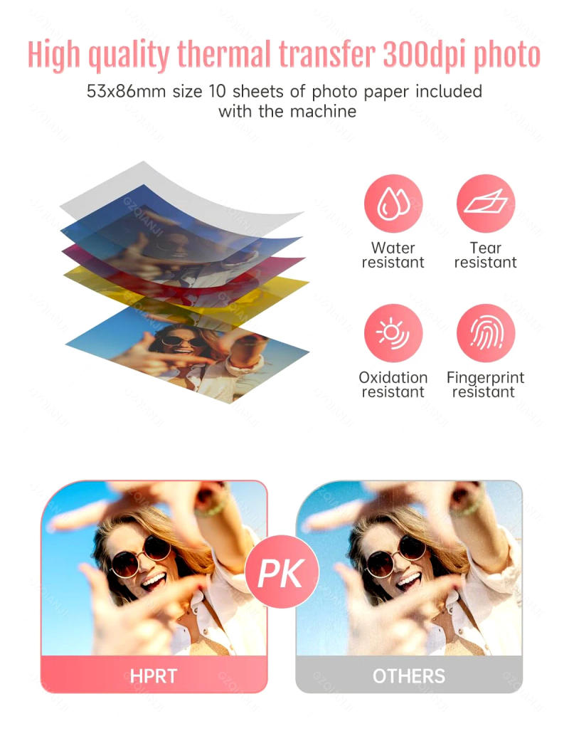 Description Picture 4 of itemHPRT CP2100 Portable Color Photo Printer Bluetooth Wireless Connection Travel Mini Picture Printer or 2x3'' inch Paper Ribbon