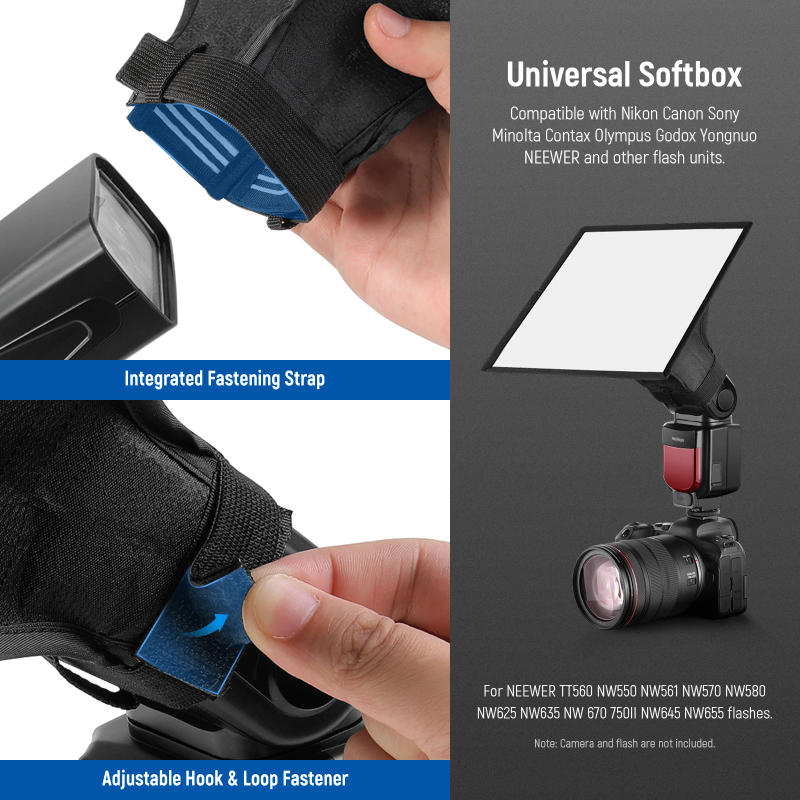 Description Picture 5 of itemNEEWER Universal Flash Diffuser Light Softbox 5" x 4"Collapsible with Storage Pouch Compatible with Canon Nikon Sony