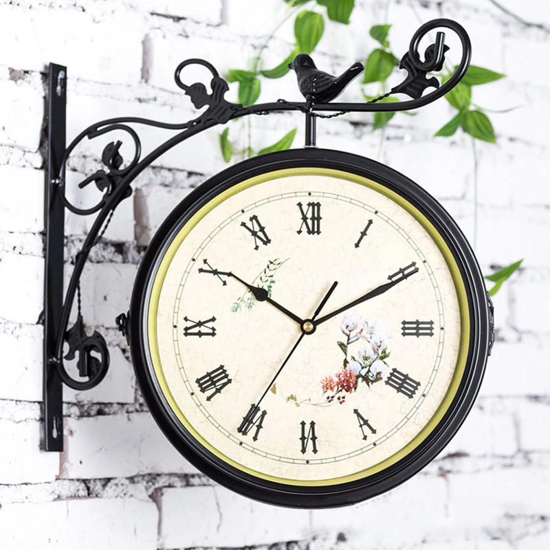 Description Picture 3 of itemDouble Sided Silent Wall Mounted Clock 25cm Diameter 12 Hour Display for Living Room Indoor Outdoor Home Porch Bedroom