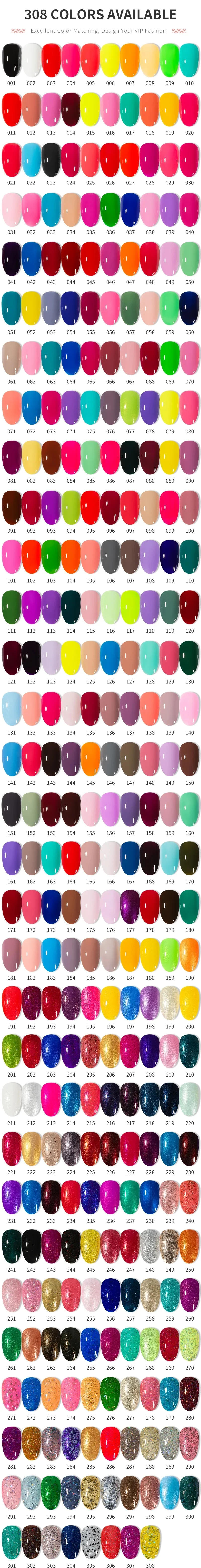 Description Picture 2 of itemRS NAIL 15ml UV Nail Gel Polish 308 Colors Gel Varnish Fashion #151-265 Color Black White Red Gel Lacquer Of Nail Art Gel Polish