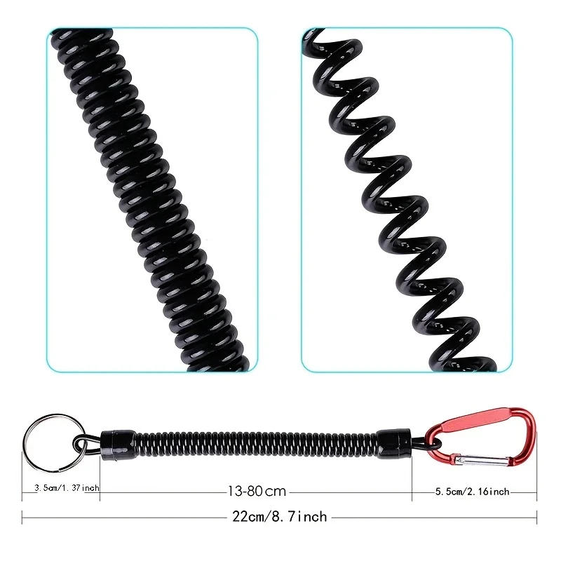 Description Picture 5 of itemRetractable Fishing With Anti-lost Hand Rope Telescopic Spring with Carabiner Fishing Rope Retention Rope Fishing Tools Tackle