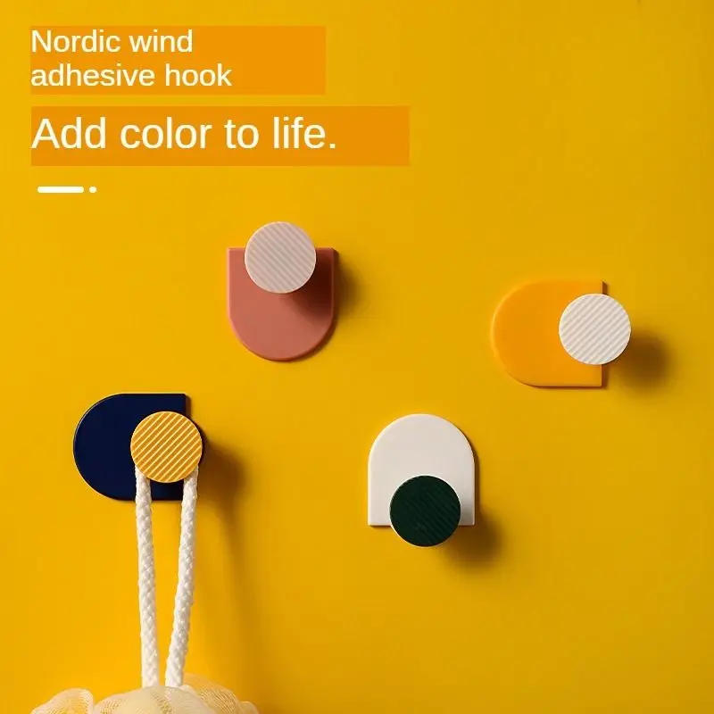 Description Picture 4 of itemHousehold simple Nordic hook punch-free strong color sticky hook wall hook bathroom wall creative coat and hat hook