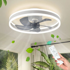IRALAN Reversibile Ceiling Fans with App Remote Ceiling Lamp for Bedroom Ceiing Fan with Led Lights Black/White Chandeliers 60W