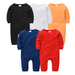 Kavkas Newborn Baby Sleepers Solid Cotton Unisex Infant Boys Rompers Onesies White Black Toddler Girls Overall Roupas Bebe