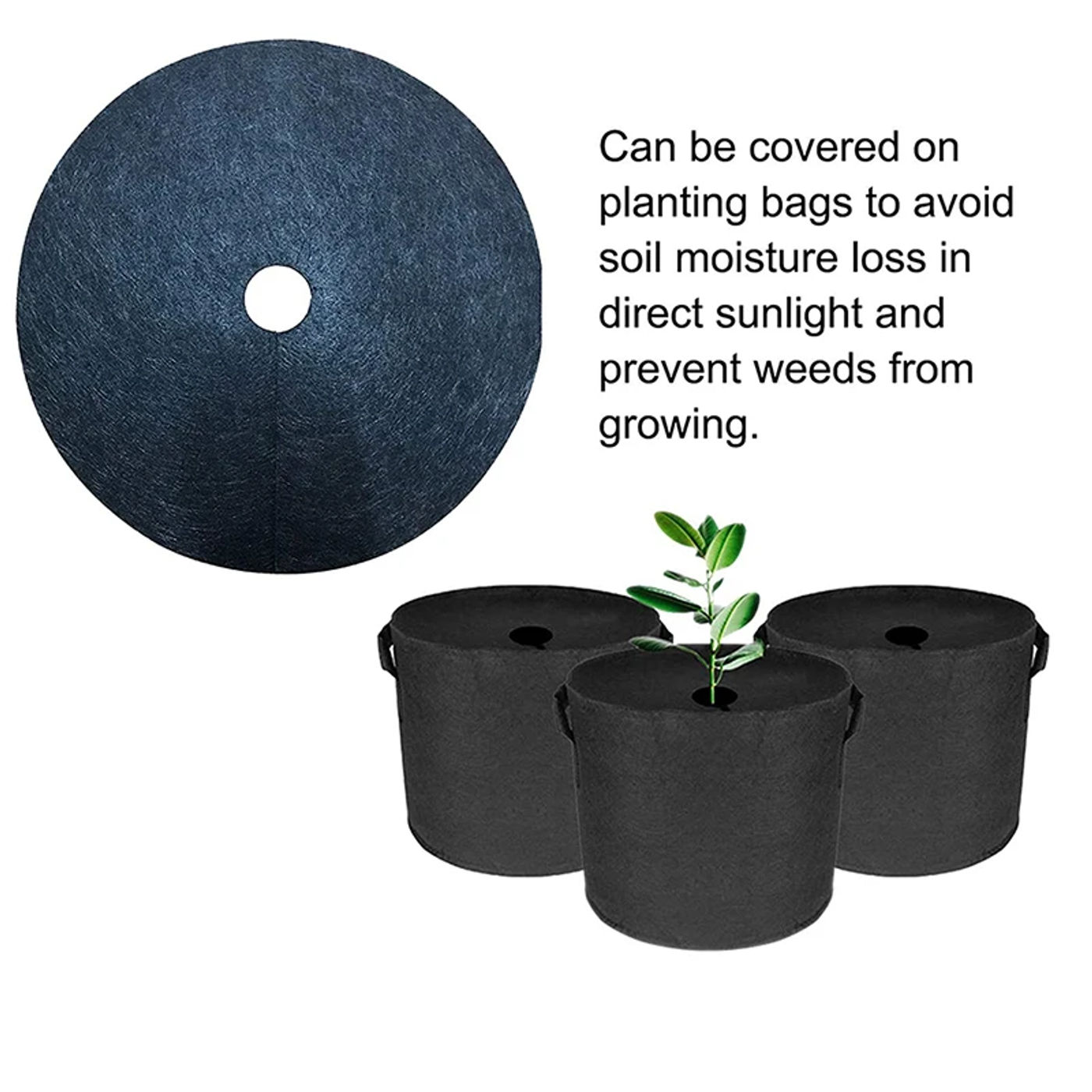 Description Picture 4 of item12x Weed Mat Non-Woven Fabric Round Weeding Cloth Barrier Plant Trunk Protection Cover Anti Grass Tree Mulch For Garden Lawn Pot