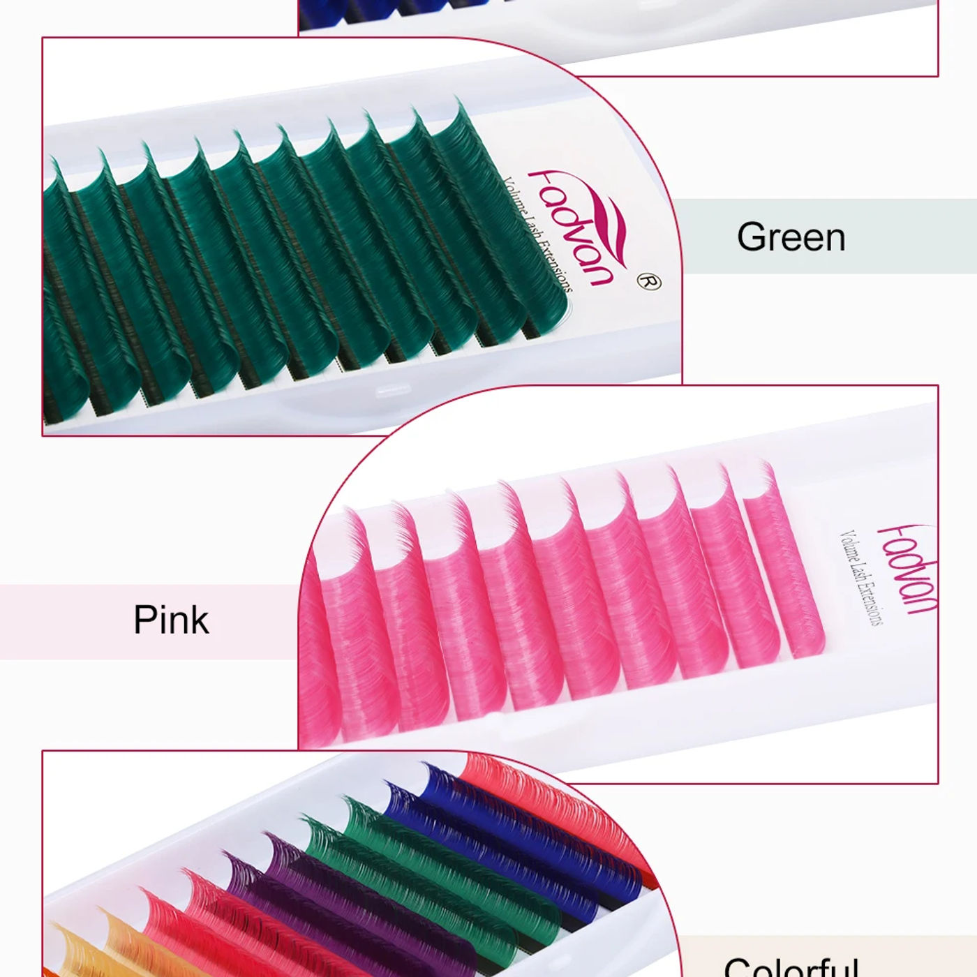 Description Picture 3 of itemFadvan Coloured False Eyelashes Green/Purple/Red/Blue Easy Smudge Makeup Eyelash Hybrid Long 8-14mm/15-20mm Eyelash Extensions