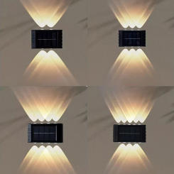 Solar Wall Lamp 4/6/8/10LEDs Outdoor Waterproof Solar Powered Light UP and Down Luminous Home Garden Yard Decorative Lamp