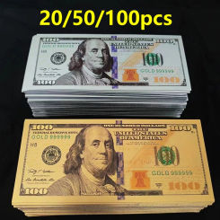 US 24k Gold Foil Banknote 100 Dollars Golden USD Paper Money Banknotes Crafts for Collection