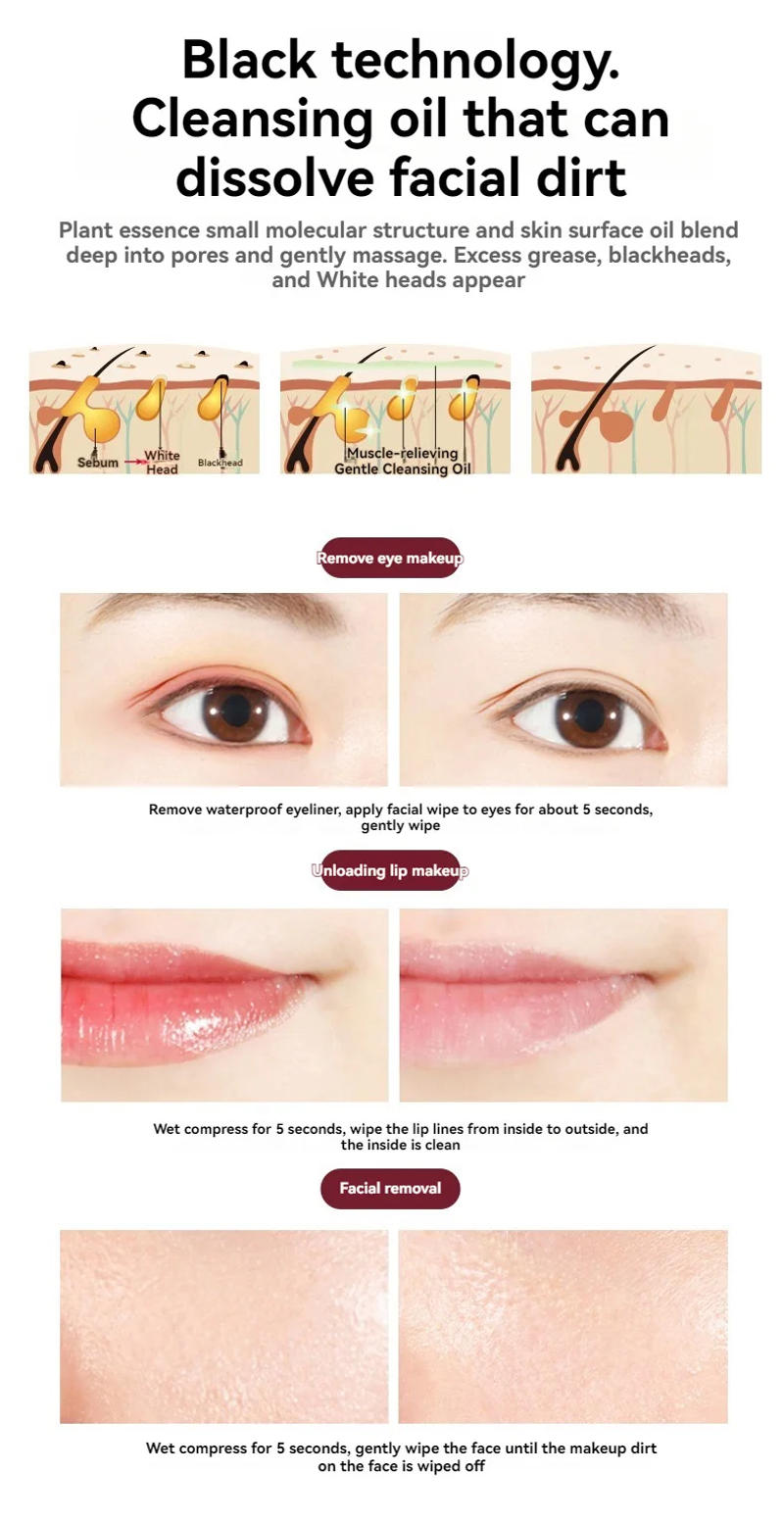 Description Picture 5 of itemMAFFICK 40pcs Pink Cleansing Oil Camellia Mild Non-irritating Nourishing Moisturizing Deep Cleansing Makeup Remover Oil