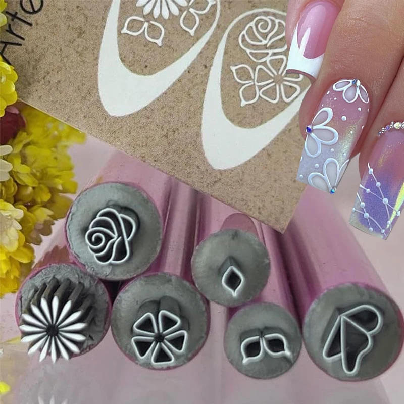 Description Picture 3 of itemNew Nail Art Stamp Pen Set Floral Butterfly Pattern Nail Graffiti Pen Flower Painting Drawing Nail Brush Stamp Pen Manicure Tool