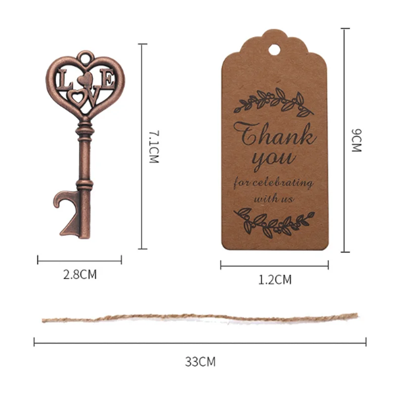 Description Picture 3 of item10 sets Gold Silver Key Openers Wedding Favors Gifts for Guests Birthday Party Door Gift with Tags DIY Return Gift Party Decor