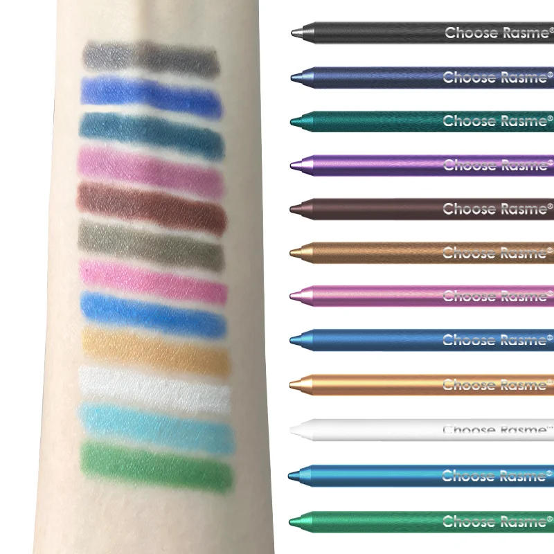 Description Picture 6 of item12 Colors Set Glitter & Shimmer Eyeliner Stick Pack - Long-Wearing Blue Tone Eyeliner Pencil with Smooth Application - Versatile
