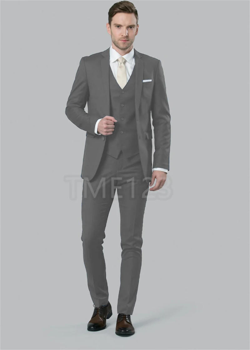 Description Picture 5 of itemNew Arrival Navy Blue 3 Pieces Business Men Suits Slim Fit Peak Lapel One Button Tailor Made Terno Masculino (Jacket+Pants+Vest）