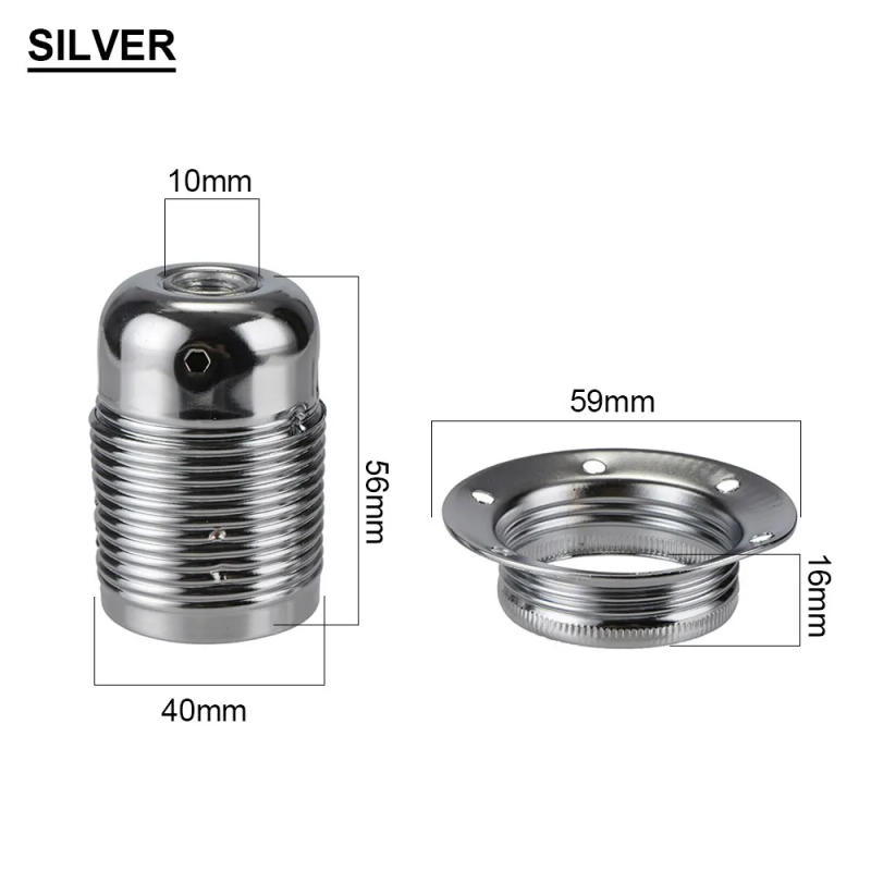 Description Picture 6 of itemVintage LED Lamp Hoder E27 E26 DIY Industrial Pendant Light Bulb Base With Ring Retro Screw Socket Fitting Adapter Lampholder
