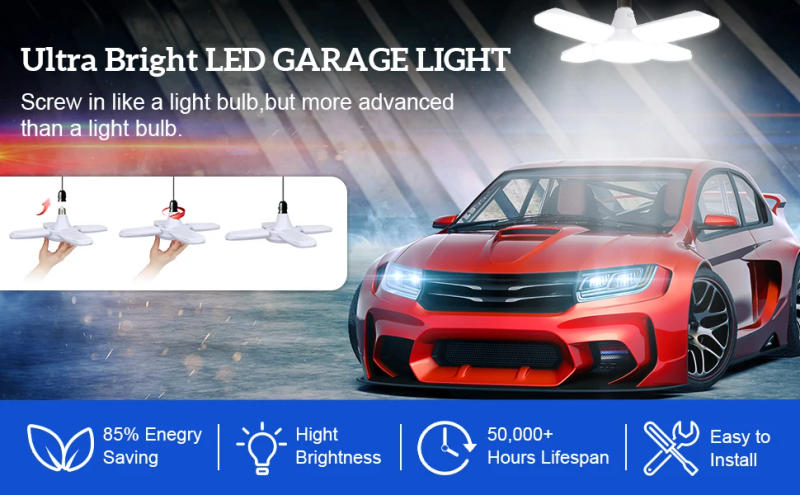 Description Picture 2 of itemThe New 60W Foldable Fan Blade LED Pendant Lights No Flicker B22 E27 LED Bulb 220V 360 Degrees Angle Adjustable Ceiling Lamp