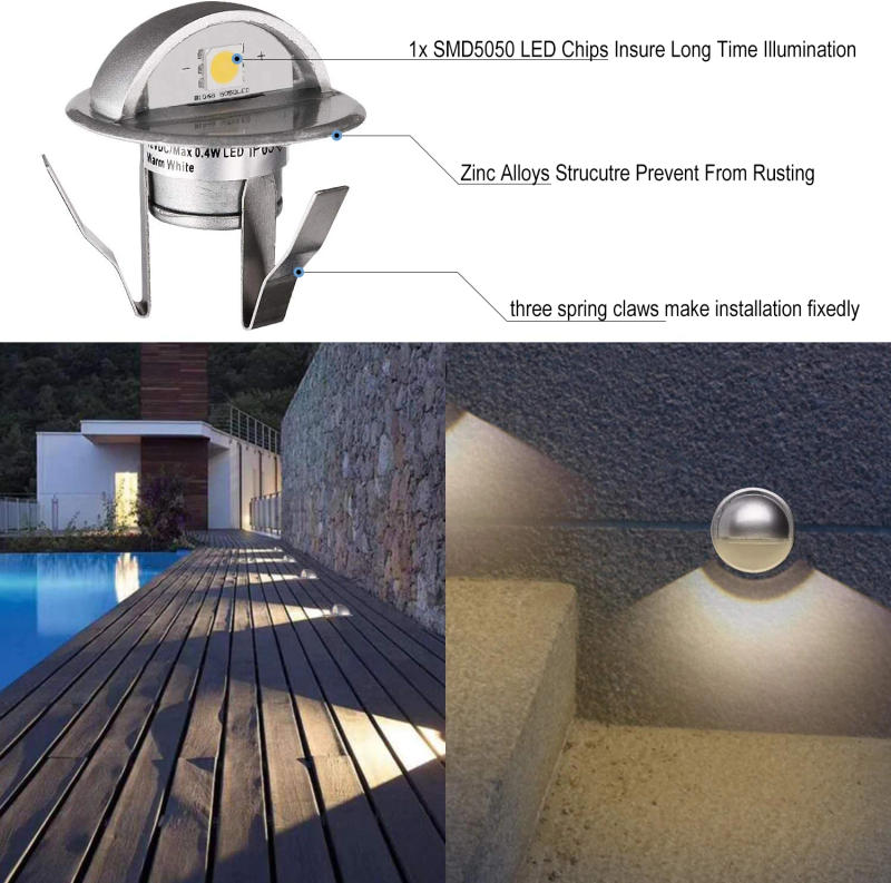 Description Picture 4 of item16-Pack LED Outdoor Deck Lights Courtyard Garden Terrace Step Spot Led IP65 Waterproof Stair Lamps Recessed Deck Lighting DC12V