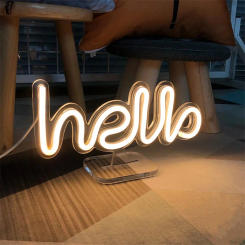 10.6" USB LED Mini Neon Lamp Hello Neon Sign Home Living Bedroom Children's Room Decoration Office Desk Small Light Wall Decor