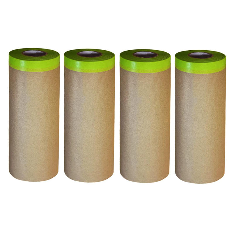 Description Picture 2 of item4pcs 15M Pre-Taped Masking Film Paper Painting Drop Film Painters Paper Roll, Assorted Paint Masking Paper for Car and Furniture