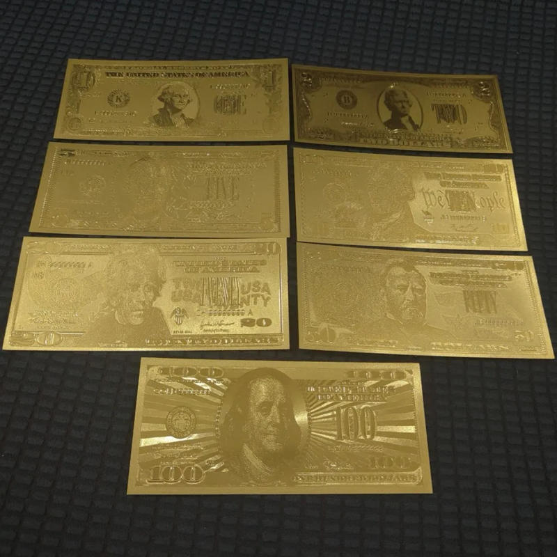 Description Picture 6 of itemNewest Silver US Dollar Bills Gold Foil Banknotes Fake Paper Money Plastic Banknotes Crafts For Collection Home Decor