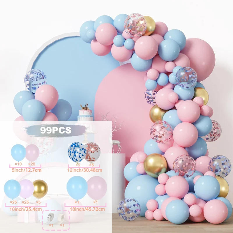 Description Picture 4 of itemGender Reveal Blue Pink Balloon Garland Arch Birthday Party Decor Kids Birthday Ballon Wedding Supplies Latex Ballon Baby Shower