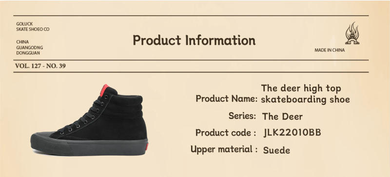 Description Picture 6 of itemJoiints Vulcanized Black Mid-top Sneakers Men Suede Sneakers for Skate Comfortable Durable Casual Shoes Running Tennis