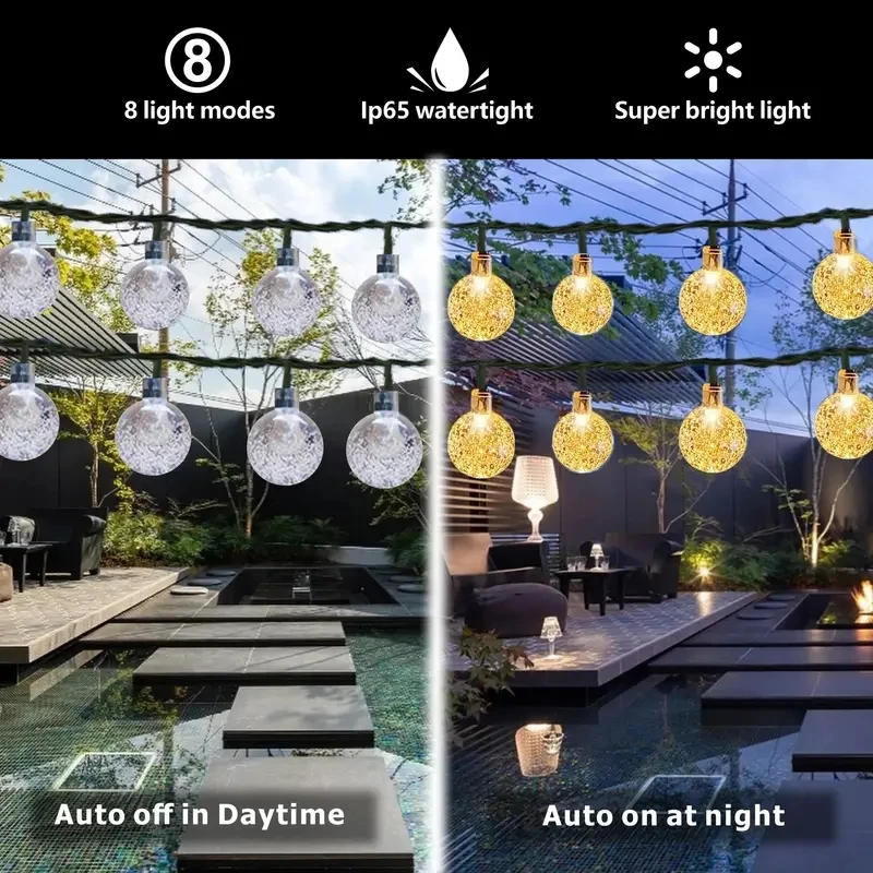 Description Picture 3 of item7.5M Waterproof Solar Bubble Ball Light String Lights Outdoor Crystal Ball String Light Garden Party Christmas Decoration