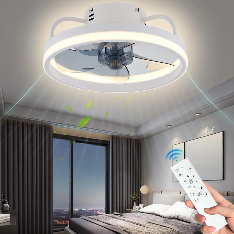 Description Picture 2 of itemIRALAN Modern Smart Ceiling Fan with Light Remote Control LED Dimmable 6 Speeds Timer Flush Mount Enclose Ceiling Fans Lamp