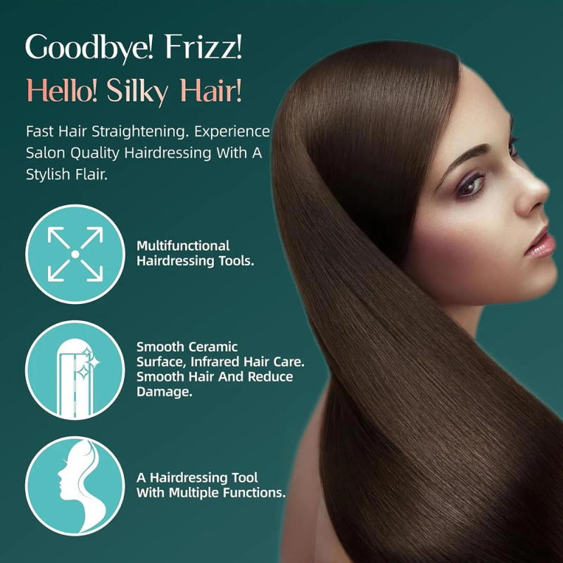 Description Picture 3 of item2 in 1 Hair Straightener Curler Infrared Ceramic Flat Iron Fast Heating Straightening Irons LCD Display Perm Tools Dual Voltage