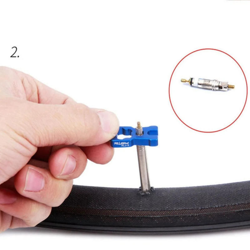 Description Picture 3 of item4 IN 1 Portable Repair Bicycle Valve Tools Valve Core Wrench MTB Road Bike Disassembly Installation Tool Removal Parts Blue