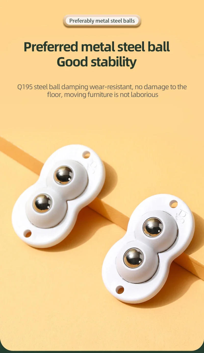 Description Picture 6 of item4PCS Adhesive Non Perforated Universal Wheel Furniture Base Roller Ball Type Casters Handcart Silent Wheel