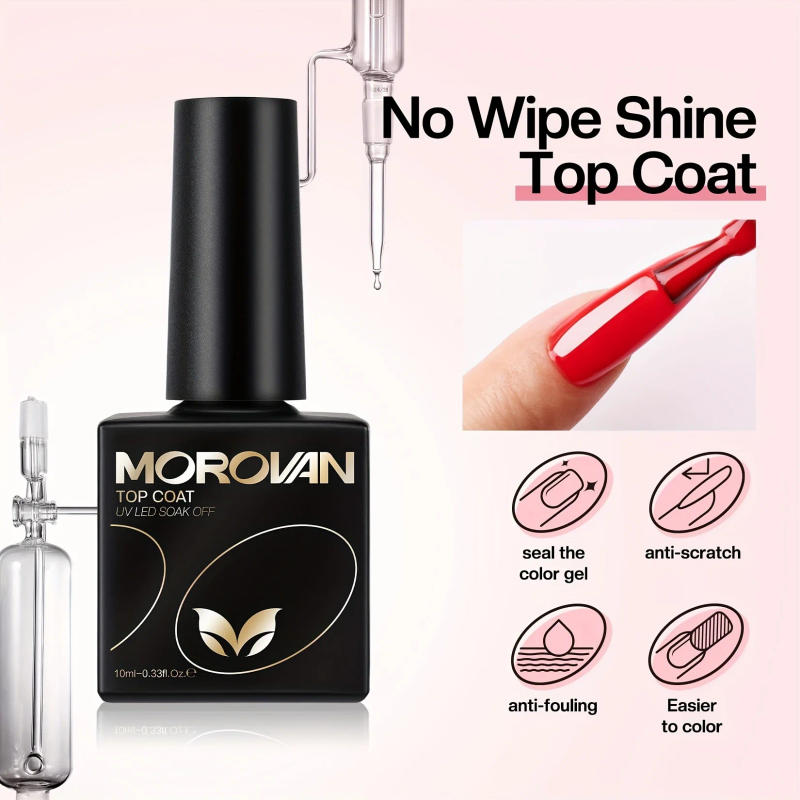 Description Picture 6 of itemMorovan Gel Base Top Coat-Soak Off Gel Nail Polish ideal for beginners offers long-lasting UV glossy shine Perfect for home use