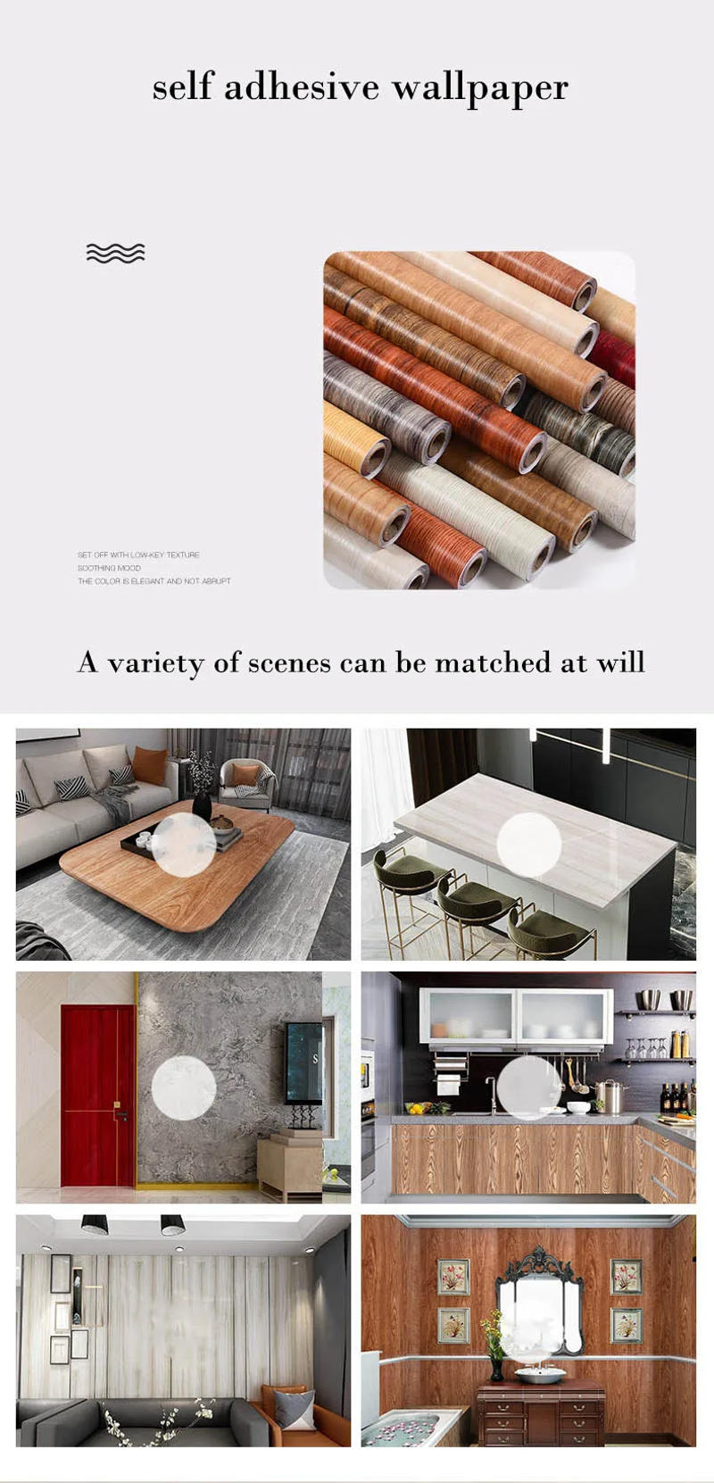 Description Picture 3 of item40CM X 5M Furniture Renovation Stickers Self-adhesive Wood Grain Stickers Wallpaper Cabinets Wooden Doors Tabletops Waterproof