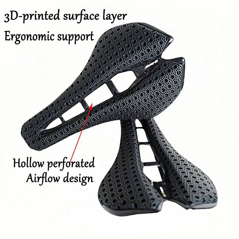 Description Picture 2 of item3D Printed Bicycle Saddle Full Carbon 262*142mm Ultralight Carbon Fiber Bike Seat Saddle MTB Gravel Road Bicycle Cushion Cycling