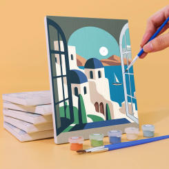 Architectural Mini paint by numbers Set, Leisure Handmade Creation, Room Decoration Hanging Painting, Gift 15x20cm/5.9x7.8inch