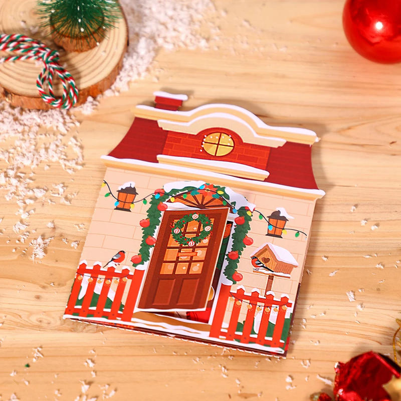 Description Picture 5 of itemChristmas Tree Greeting Cards Cat Xmas Party Three-dimensional Pop Up Card 3D Postcard With Envelope Holiday Supplies