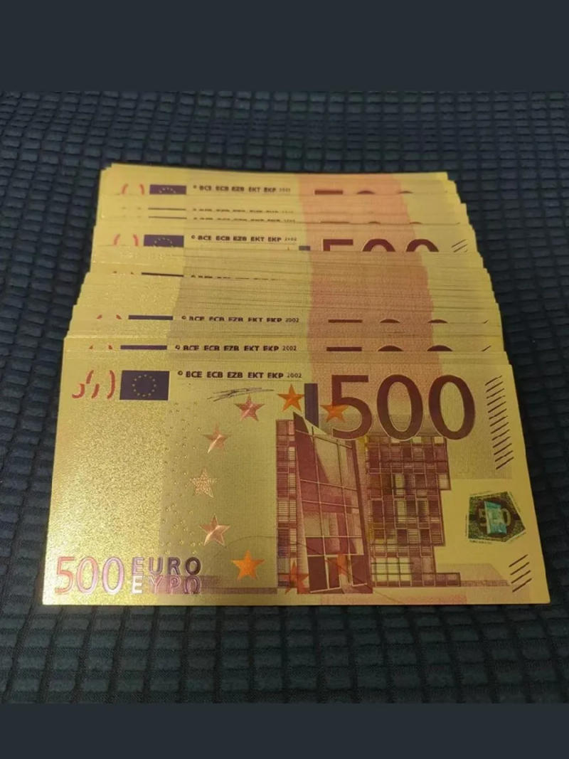 Description Picture 4 of itemHigh Quality Fake 500 Euro Plastic Gold Banknotes Colorful European Banknote Commemorative Notes 24K Gold Plated Euros Money