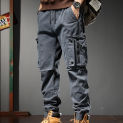 Style high street retro multi-pocket overalls men's fashion brand loose wide-legged straight casual trousers