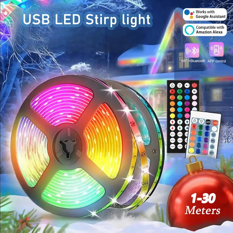 Description Picture 2 of itemUSB 1-30M LED Light Strip RGB 5050 Bluetooth Wifi APP Control Luces Led Light Strip Lighting Music Sync for Party PC TV Living R