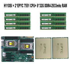 For Supermicro H11DSI REV2.0 Motherboard Socket SP3 / 2* EPYC 7551 32C/64T 180W CPU Processor / 8* 32GB = 256GB DDR4 2933mhz