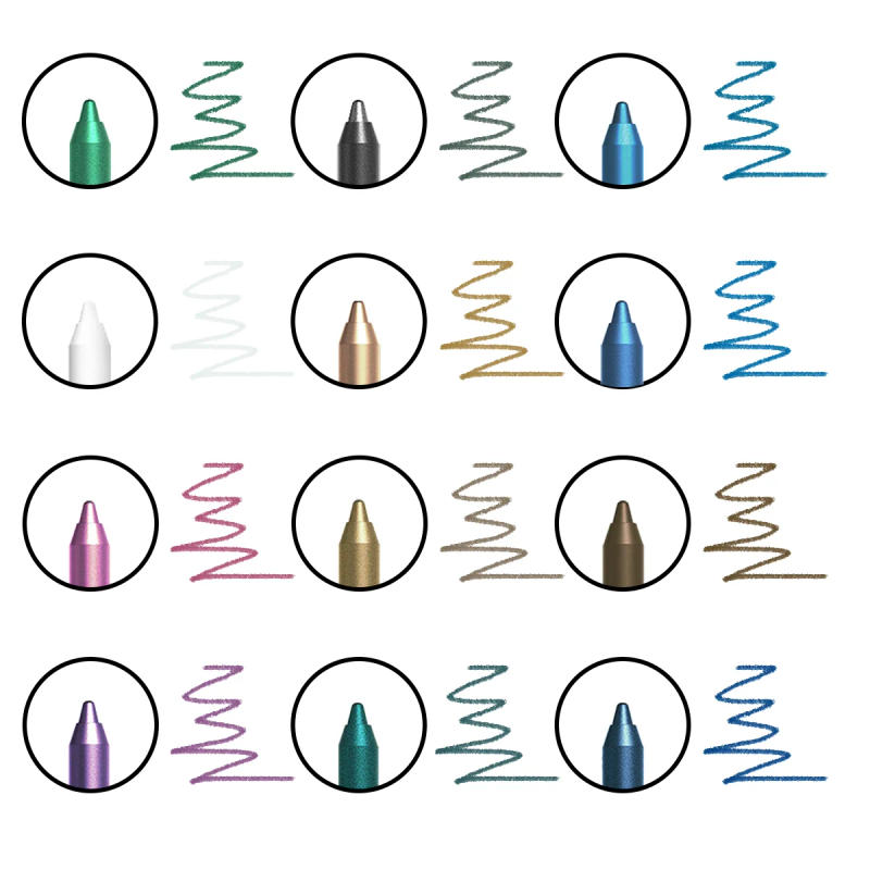 Description Picture 4 of item12 Colors Set Glitter & Shimmer Eyeliner Stick Pack - Long-Wearing Blue Tone Eyeliner Pencil with Smooth Application - Versatile