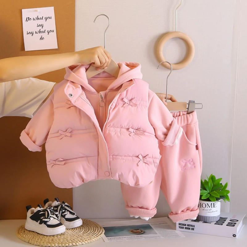 Description Picture 5 of itemWinter New Baby Hooded Cotton Coat Long Sleeve Set for Boys and Girls' Vest with Velvet and Thickened Casual Three Piece Set