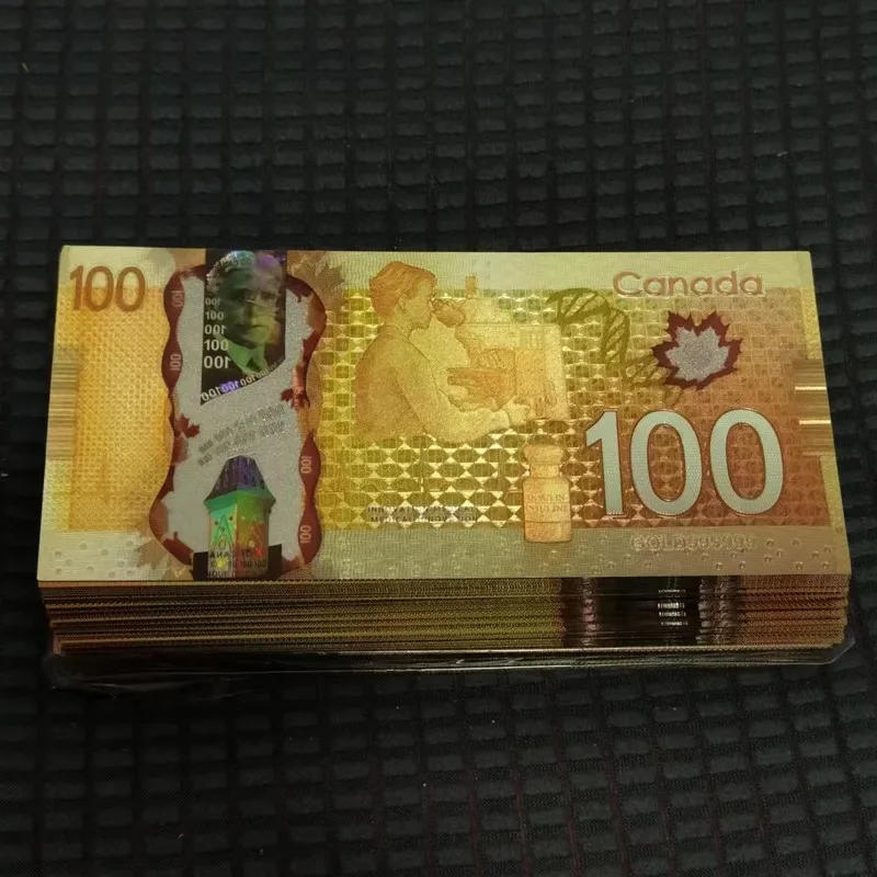 Description Picture 4 of item20/50/100pcs 100 Dollars Canadian Dollars Gold Banknotes Replica Notes Canada Ticket in 24k Gold Plated For Collection