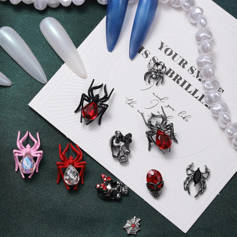 Description Picture 5 of item49Pcs Halloween Nail Charms 3D Alloy Spider Nail Art Charms Crystal Design Nail Gems Nail Rhinestone Luxury Sparkling