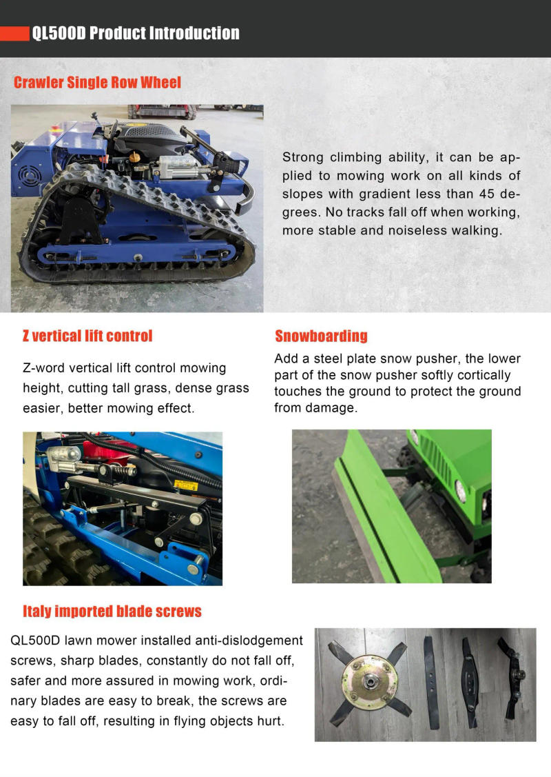 Description Picture 4 of itemCustom remote control self-propelled four wheel drive crawler lawn mower for orchard home garden mowing