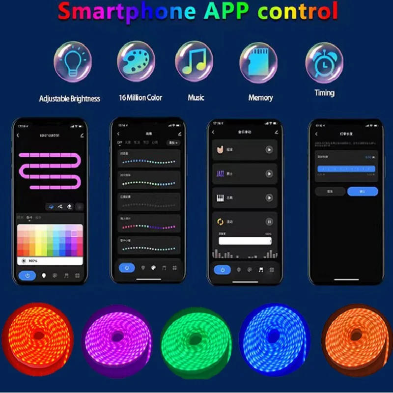Description Picture 5 of itemDC5V USB RGB Neon LED Strip Light 1M 2M 3M Waterproof Neon Sign Tape Bluetooth Tuya App Control For Room Wall Decor Fairy Light