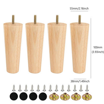 4Pcs Solid Wood Furniture Legs Sofa Replacement Legs for Cabinets Chairs Dressers Bed Coffee Table Wooden Feet Height 10/12/15CM