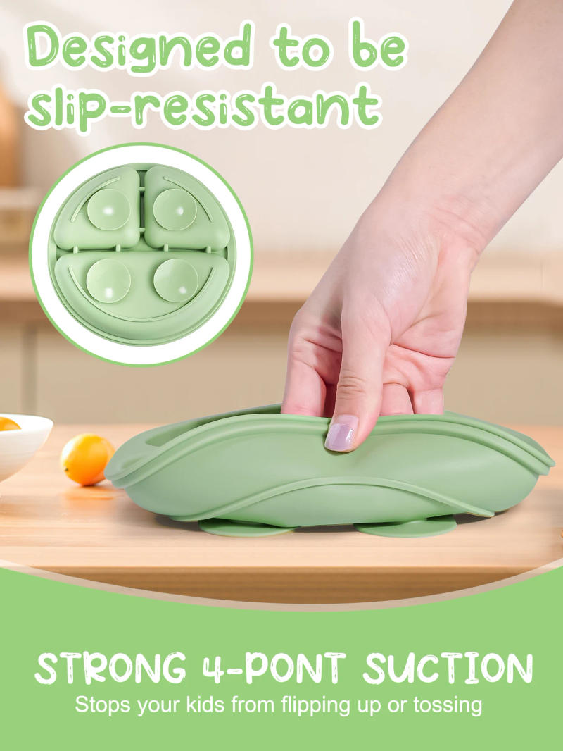 Description Picture 2 of itemTYRY.HU 100% silicone baby feed compartmentalized meal tray, with small suction cup that can be firmly attached to the table